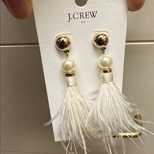 J Crew Feather Drop Earrings